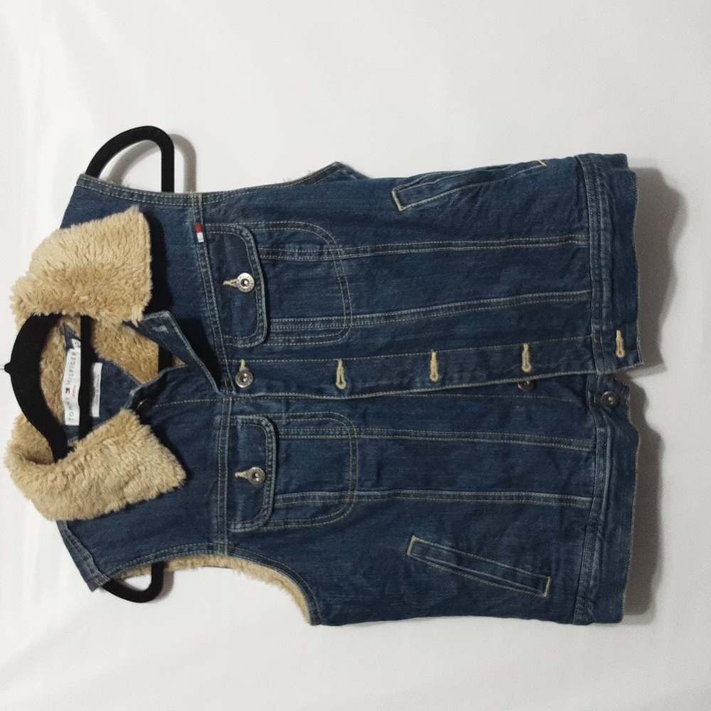 Vintage TOMMY HILIGER Sleeveless Denim Sherpa-Lined Vest